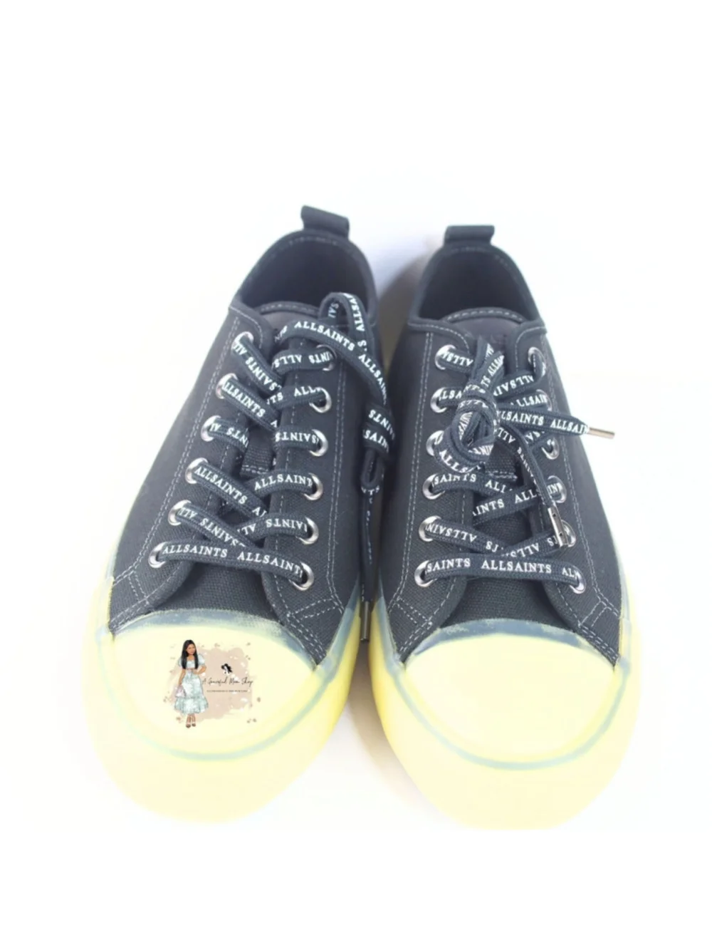 All Saints Jaxon Low Top Canvas Men Sneakers Black Size 10- 0111, 0121, 0123